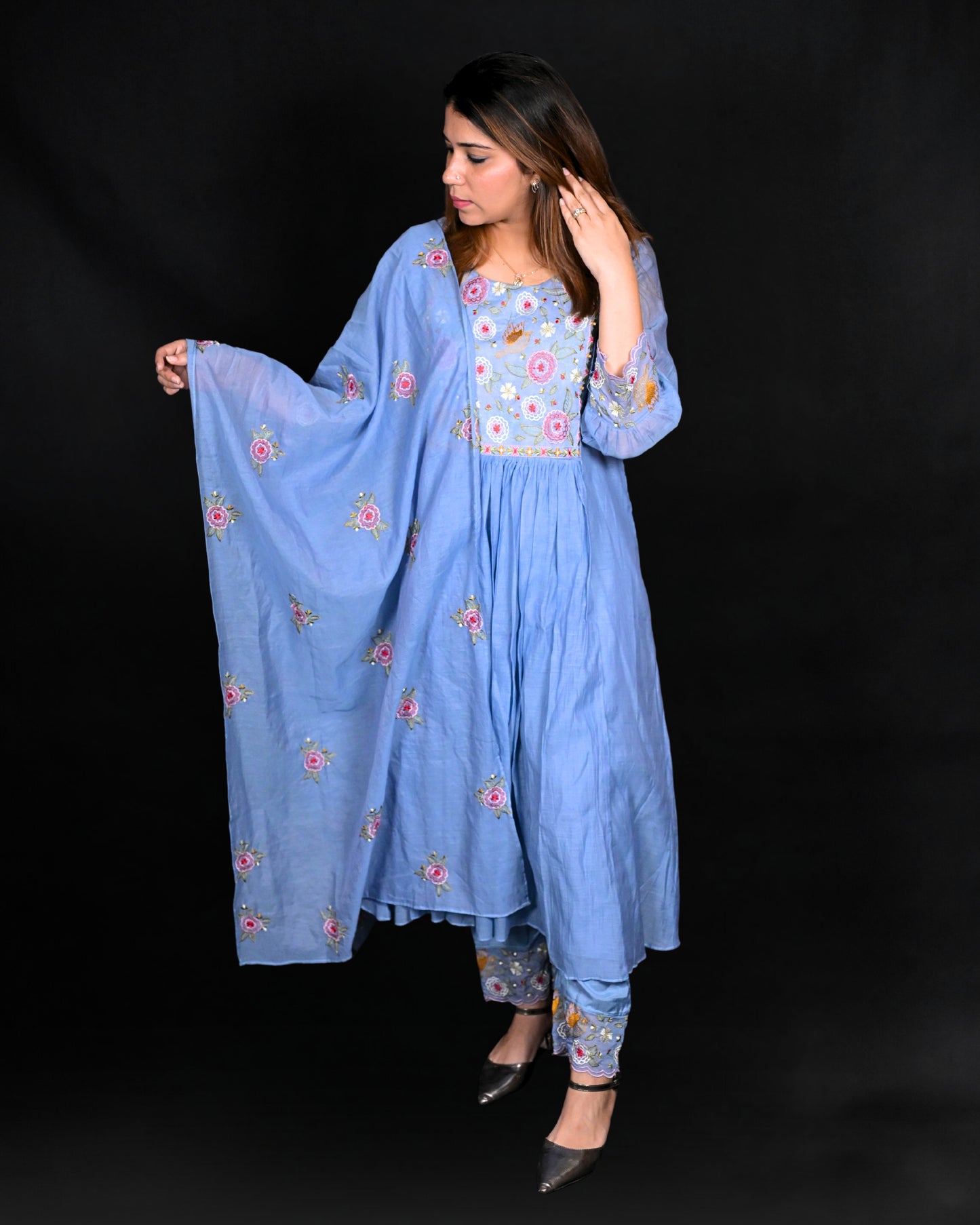 Mul chanderi suit set