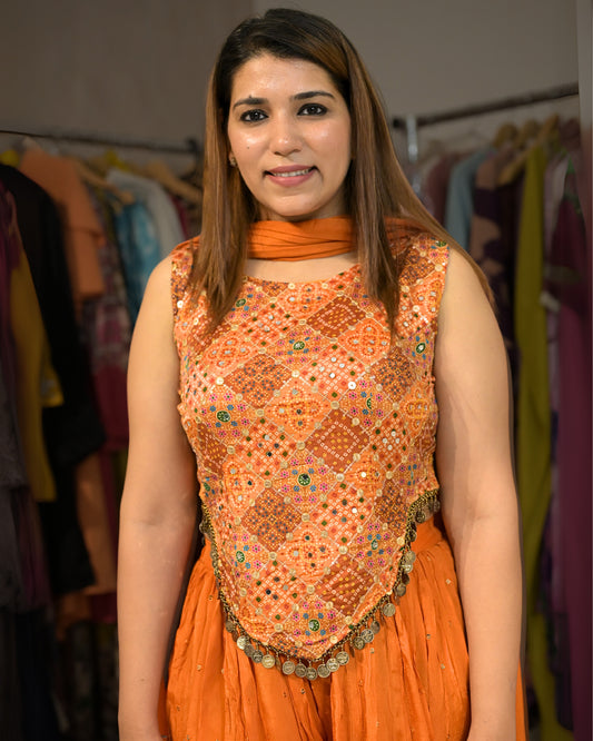 PURE CHIFFON THREE PIECE SHARARA SET