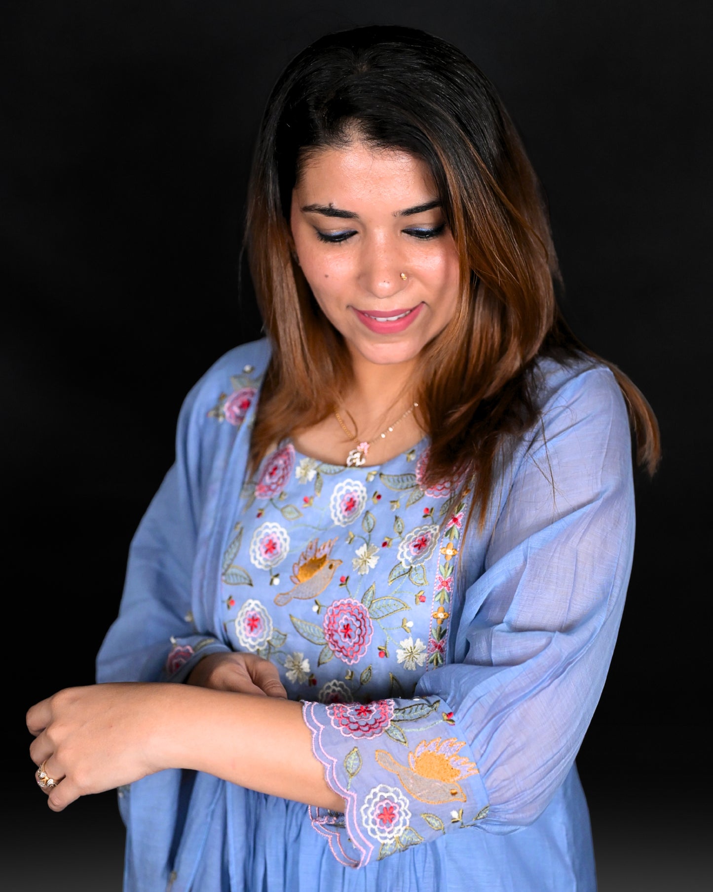 Mul chanderi suit set
