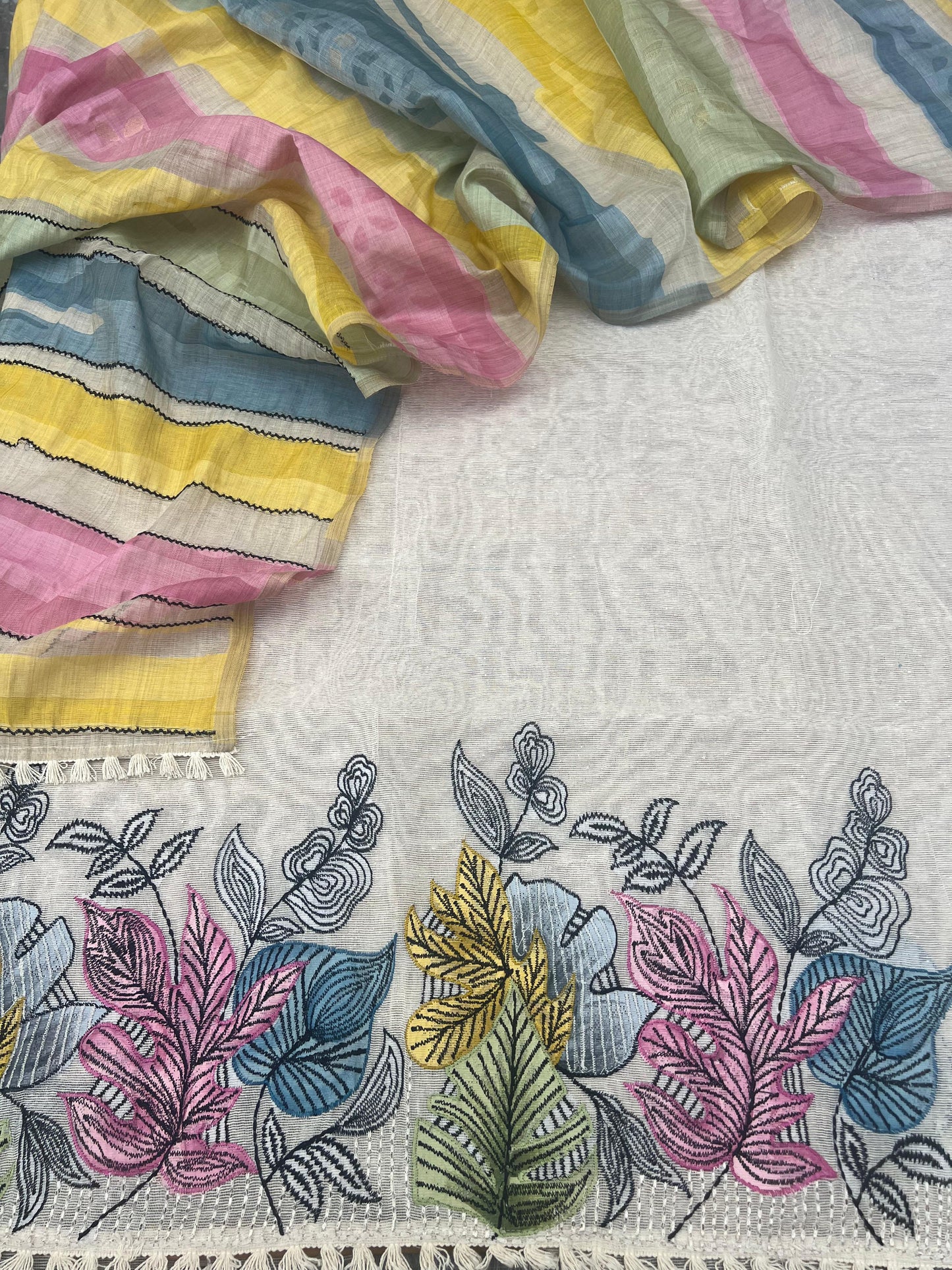 Pure jute fabric with appliqué work