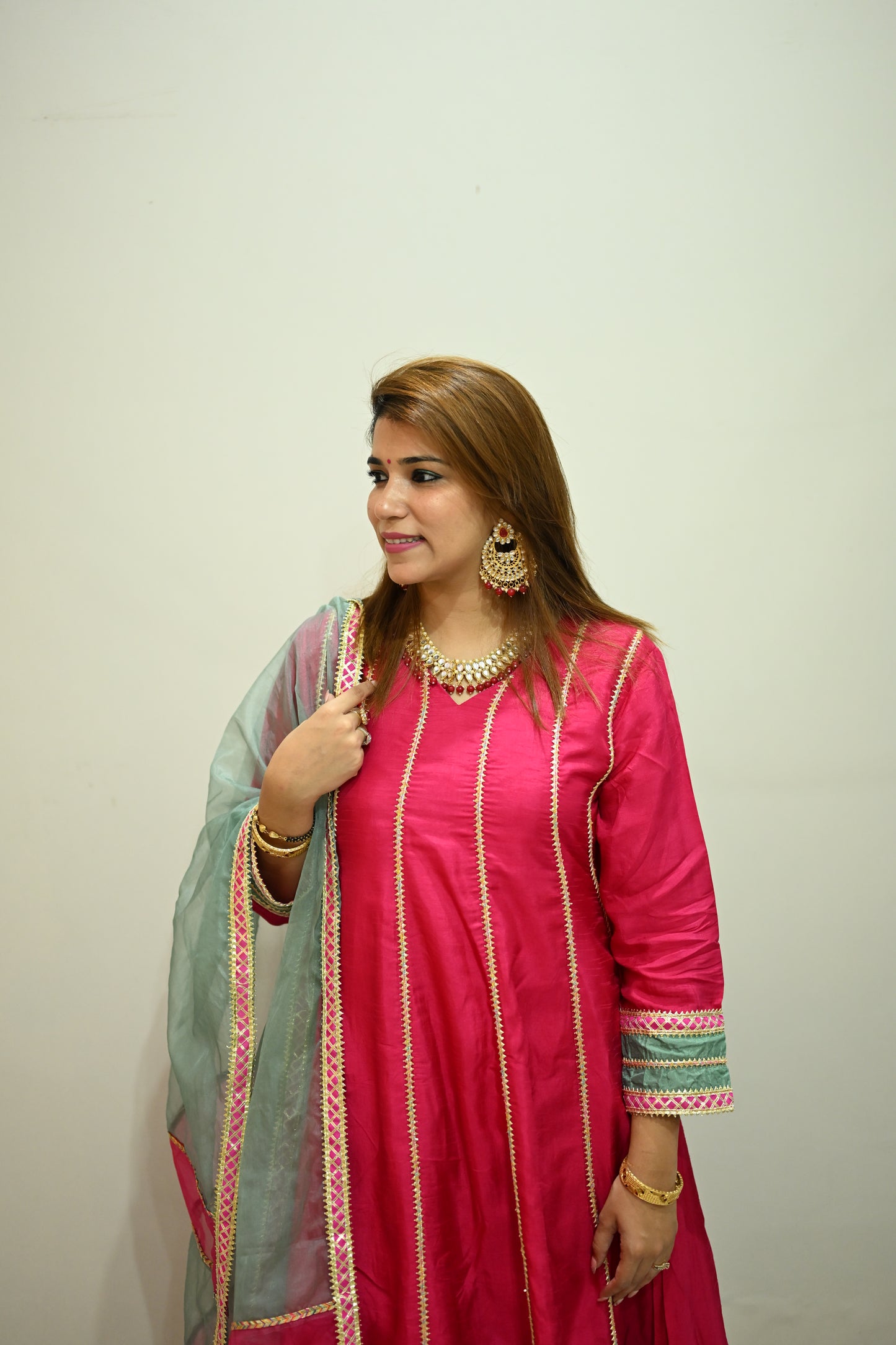 Luxurious Hot Pink Raw Silk Anarkali Suit