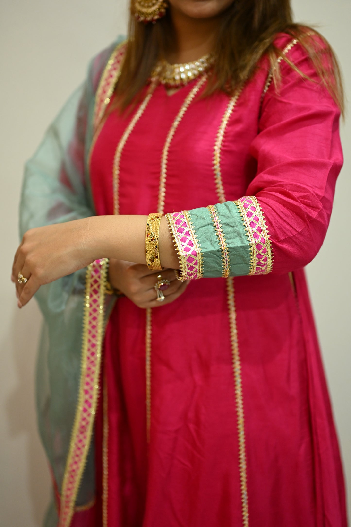 Luxurious Hot Pink Raw Silk Anarkali Suit