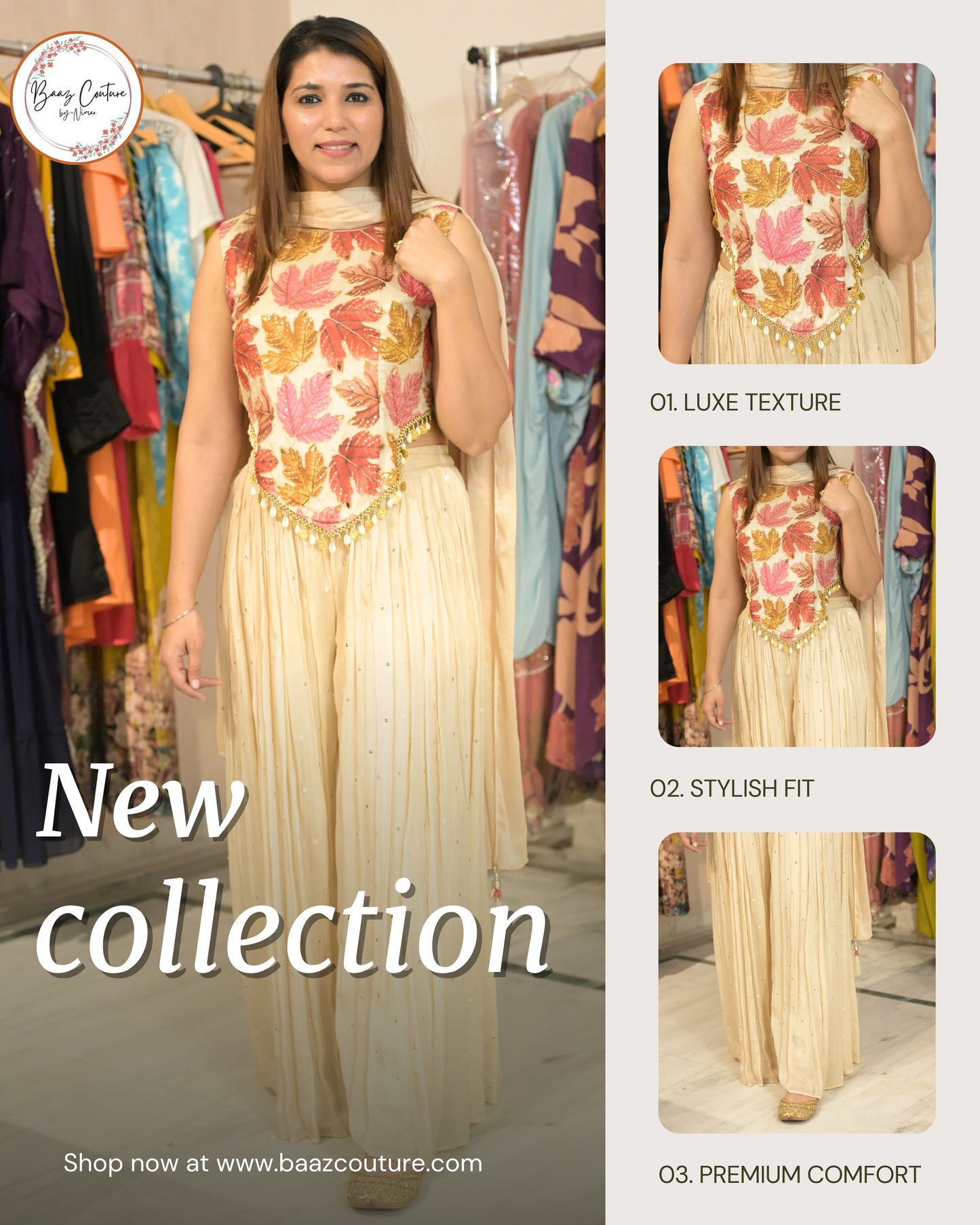 PURE CHIFFON THREE PIECE COORD SET